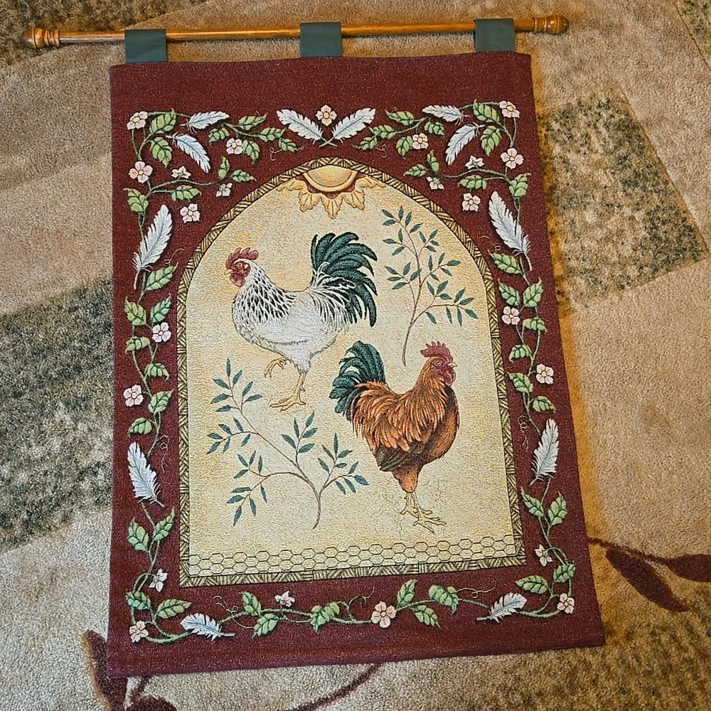Rustic Rooster Tapestry Wall Hanging